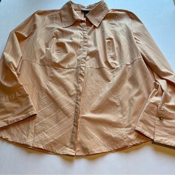 Lane Bryant Women's Button blouse long sleeve Size 18/20 Pastel Orange - Picture 7 of 11